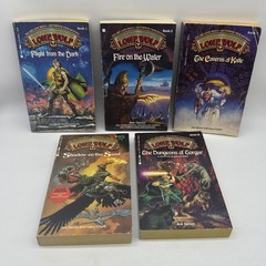LOT OF 5 LONE WOLF BOOKS – ROLE PLAYING ADVENTURE BOOK 1, 2, 3, 5, 10 – RARE HTF