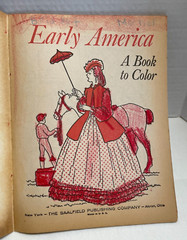 VTG Early America Coloring Book 64 pages/14 pages colored Saalfeld Artcraft