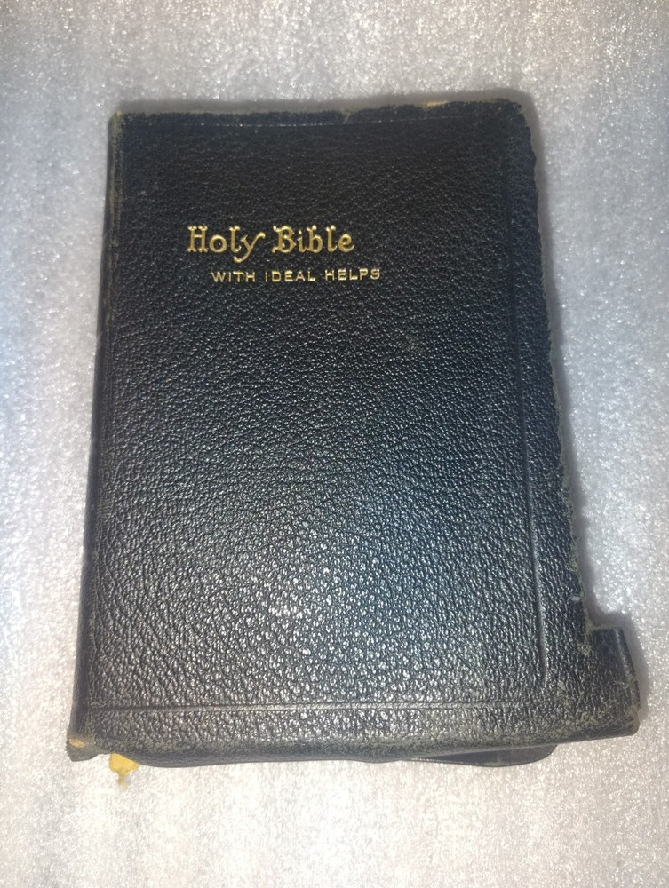 Vintage Holy Bible KJV w/ Ideal Helps National Bible Press Black Leather Tabs