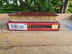 OOP HCSB Pocket-Size Bible Burgundy Bonded Leather with original box & magnifier