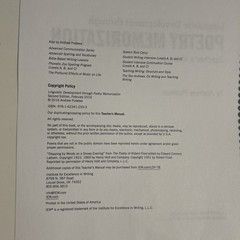 IEW Poetry Memorization Linguisitic Development Mastery Learning Teachers Manual