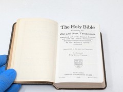 Vintage 1940s Miniature Holy Bible KJV Oxford Ruby 32mo Pocket Bible 40s