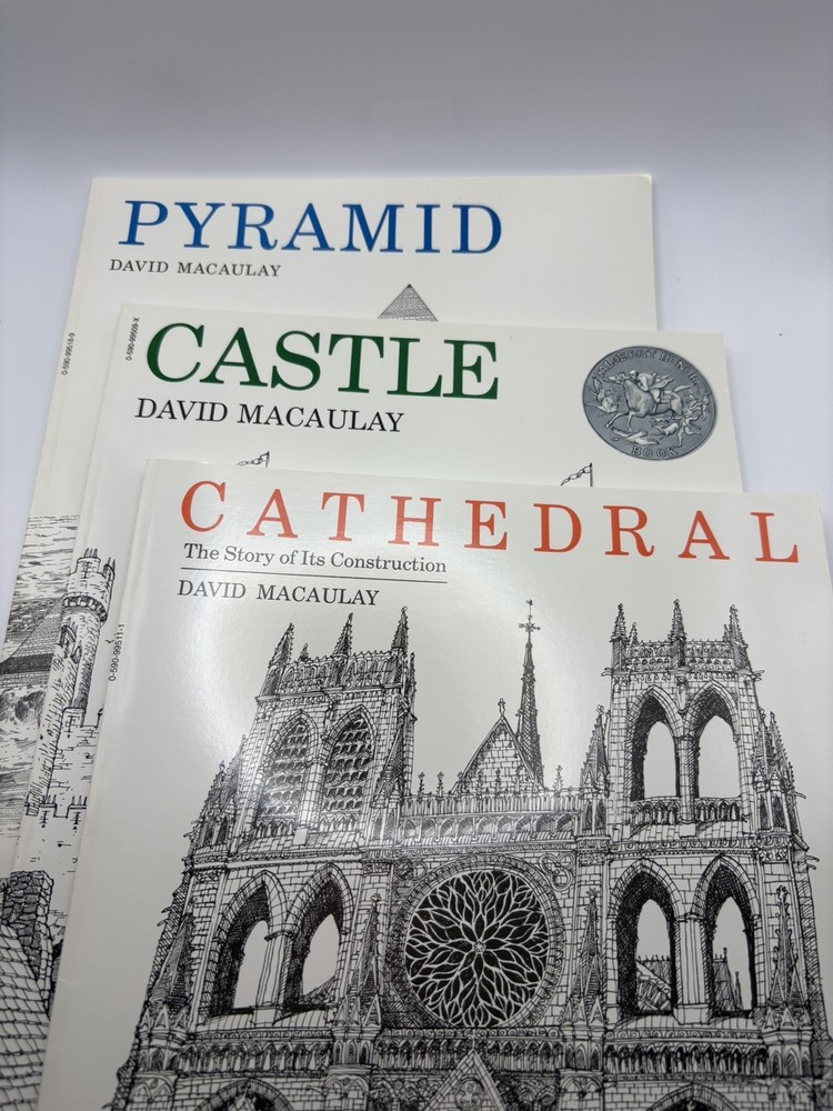Pyramid, Castle, & Cathedral soft cover book lot from David Macaulay