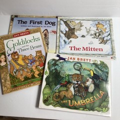 Jan Brett Books Lot of 4: Mitten, Umbrella, Goldilocks, First Dog Paperback