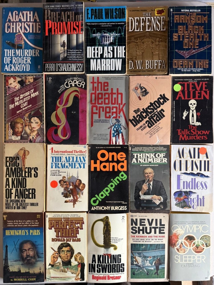 lot 24- 20 VINTAGE PAPERBACKS – action thriller espionage mystery