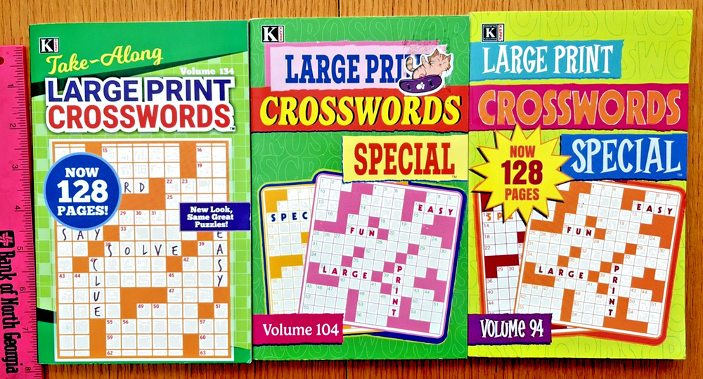 Lot of 3 Kappa Large Print Crosswords New Unsolved Free Shipping