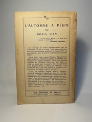 RARE 2nd ED Boris Vian L’Automne a Peking 1956 experimental novel french