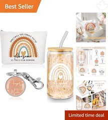 Colorful Superhero Appreciation Gift: 16oz Glass Tumbler, Makeup Bag & Keychain