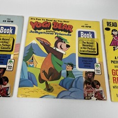 Vintage Lot (7) Book & Hear Record Books OZ, Yogi, Little Engine 45 RPM *READ*