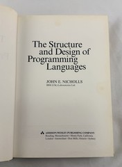 The Structure & Design of Programming Languages Nicholls 1975 HC Computer Book