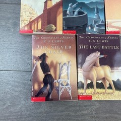 Chronicles Of Narnia C.S. Lewis Lot 5 Scholastic Paperback Books Set Multicolor