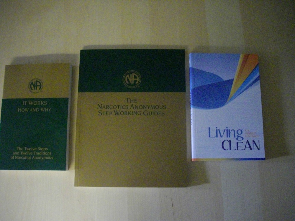Narcotics Anonymous 3 book set-It works How & Why, Living Clean, Step Guide -NEW