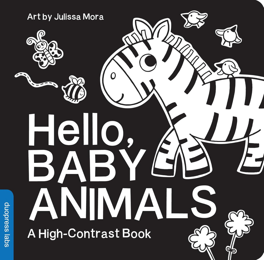 Hello, Baby Animals: A Black-and-White Board Book for Babies That Helps Visual D