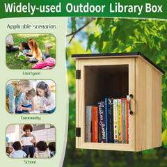 Little Library Box Outdoor, Waterproof Outdoor Library Book Box, Little Wood Cab