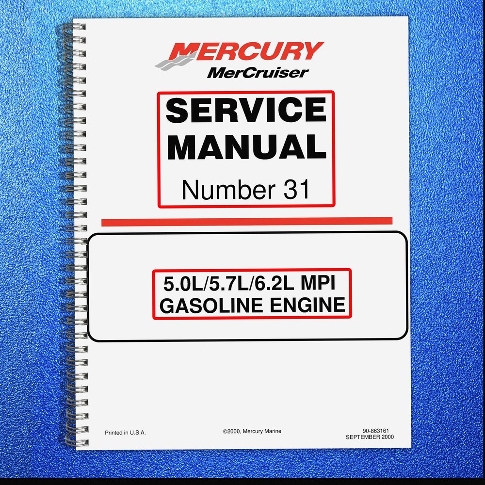 MERCURY MerCruiser No. 31 5.0 – 6.2L Gas SERVICE MANUAL FRONT & BACK FOLDOUTS!