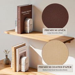 Beautiful Decorative Books, Set of 3 Stackable Fake Books for Coffee Table, Shel