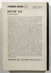Doctor Sax by Jack Kerouac Paperback Grove Press Evergreen E-160 1959