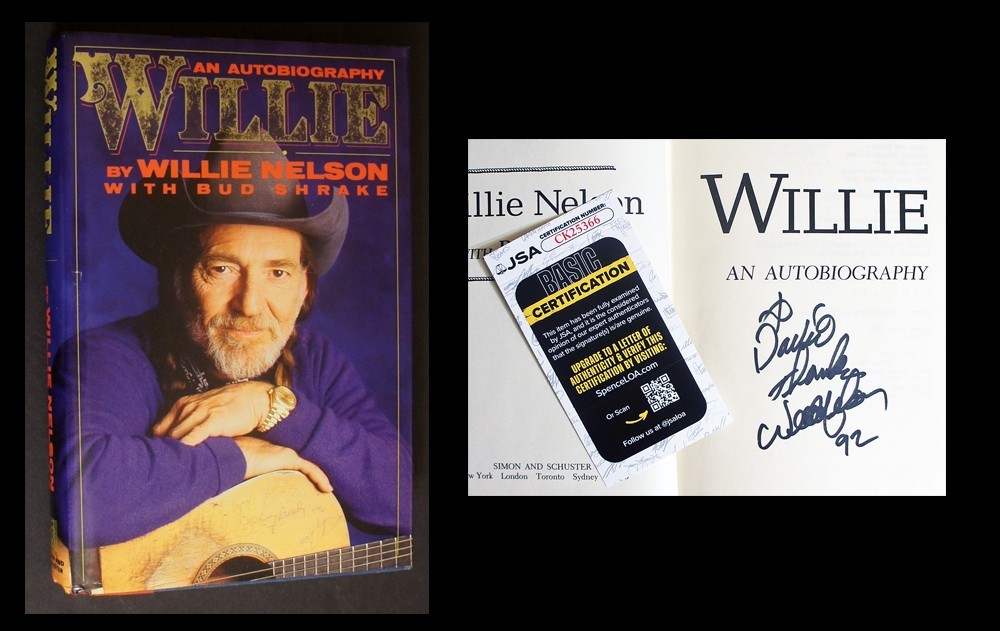 WILLIE NELSON SIGNED – JSA Certified – Willie: An Autobiography, 1st/1st w mylar