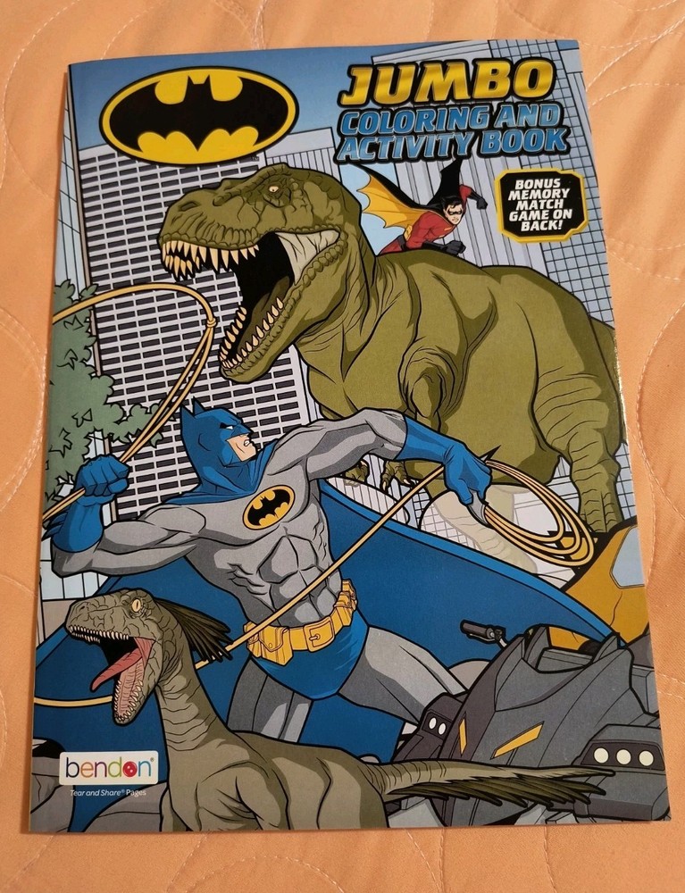 Batman & Dinosaurs Jumbo Coloring & Activity Book with Tear & Share Pages🆓Ship
