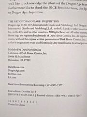 The Art of Dragon Age Inquisition HC Dark Horse Books, OOP EA Bioware Art Book