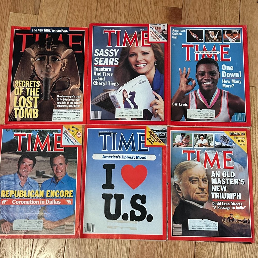 Vintage TIME Magazine 1984 Lot of 6 Reagan Bush Carl Lewis David Lean News
