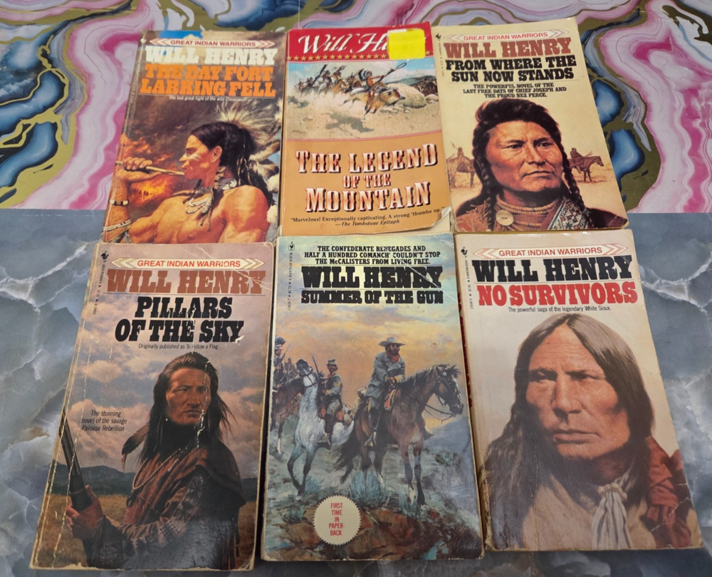vintage – WILL HENRY – LOT OF 6 PAPERBACK BOOKS – SEE PHOTOS FOR TITLES