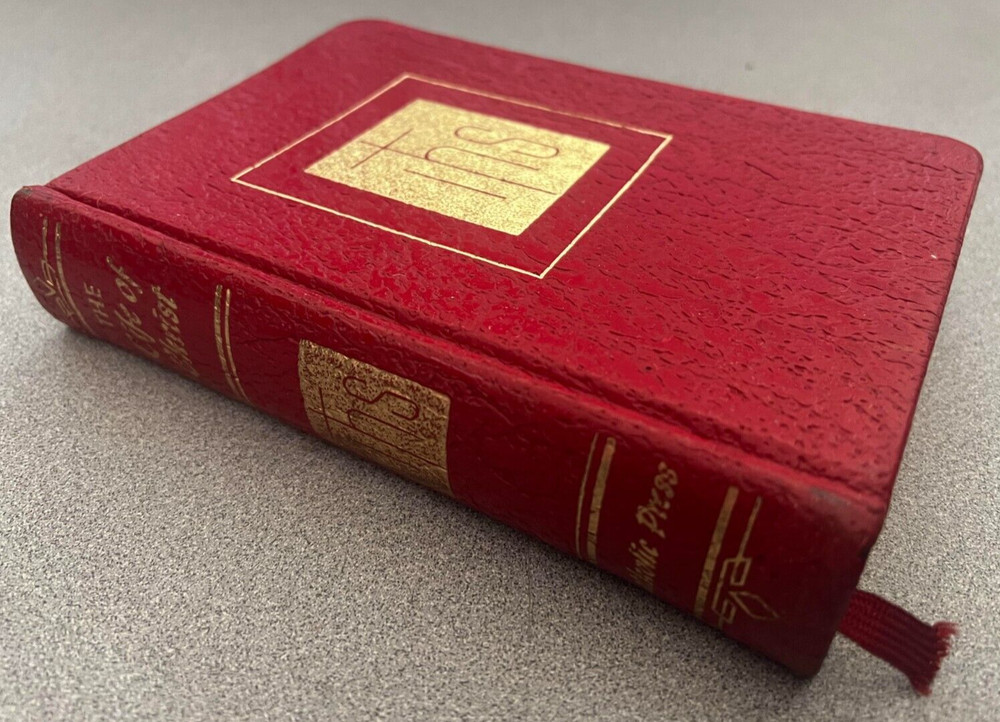„The Life of Christ” Catholic 1954, Red Leather Binding, Gold Gilded Page Edges