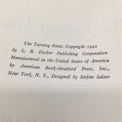 The Turning Point: Thirty-Five Years in This Century – 1st Ed, 1942 KLAUS MANN