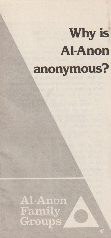 Why is Al-Anon anonymous? 1980 booklet from AFG, P-33, 12 pages