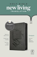 NLT Compact Zipper Bible, Filament Enabled (Leatherlike, Charcoal Patch, Red