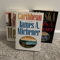 3 Novels by James A. Michener~Mexico~Caribbean~Alaska HC DJ First Editions