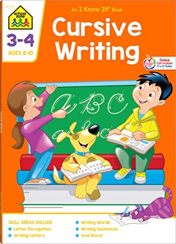 SCHOOL ZONE – CURSIVE WRITING 3-4 DELUXE EDITION WORKBOOK, By Carolyn NEW