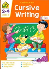 SCHOOL ZONE – CURSIVE WRITING 3-4 DELUXE EDITION WORKBOOK, By Carolyn NEW