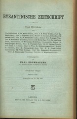 Byzantinische Zeitschrift, 6. Band, 1. – 4. Heft Krumbacher, Karl.: