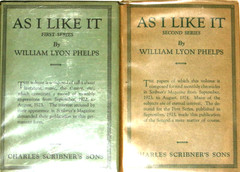 As I Like It : 1st Series/2nd Series by William Lyon Phelps 1924 Set HC VG+/VG