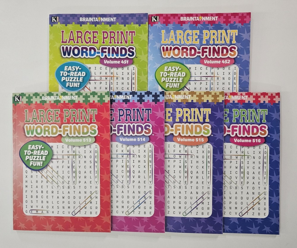 6 New Large Print Word-Finds Puzzle Books Kappa Games Vol #452-516~ Search,Hunt