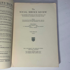 University of Chicago Press / Social Service Review / Volume XV/ December 1941