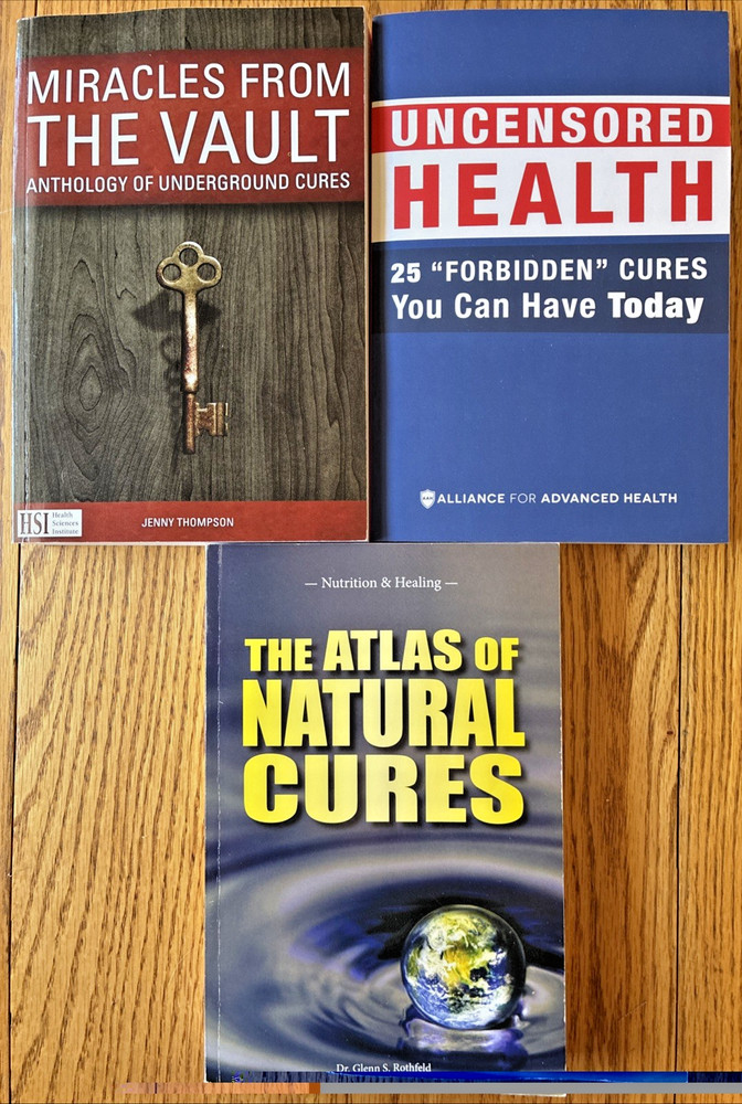 Natural Health Books Lot 3 – Miracles From Vault, Uncensored Health, Atlas Cures