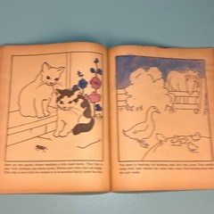 1936 Giant Farmyard Coloring Book – Partially Colored – 14 by 11 inches!