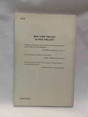 New York Trilogy by Paul Hallasy 1990 Trade Paperback First Edition 1st Printing