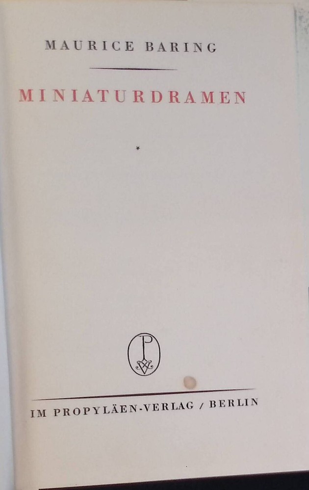 Miniaturdramen. Baring, Maurice: