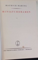 Miniaturdramen. Baring, Maurice: