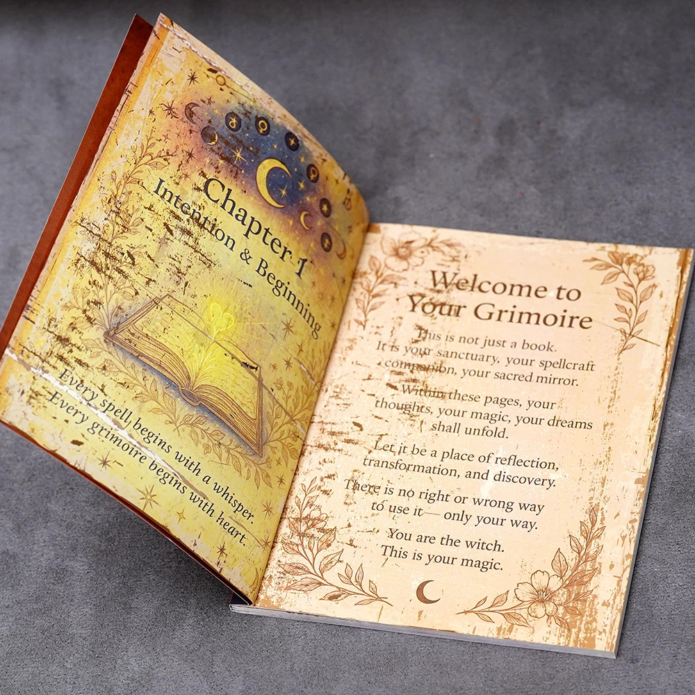 Witchcraft Grimoire Book of Shadows Journal Moon Phases Herbal Lore 77 Pages