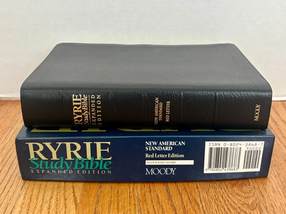 NASB Ryrie Study Bible Expanded Edition Black Bonded Leather Red Letter w/ Box