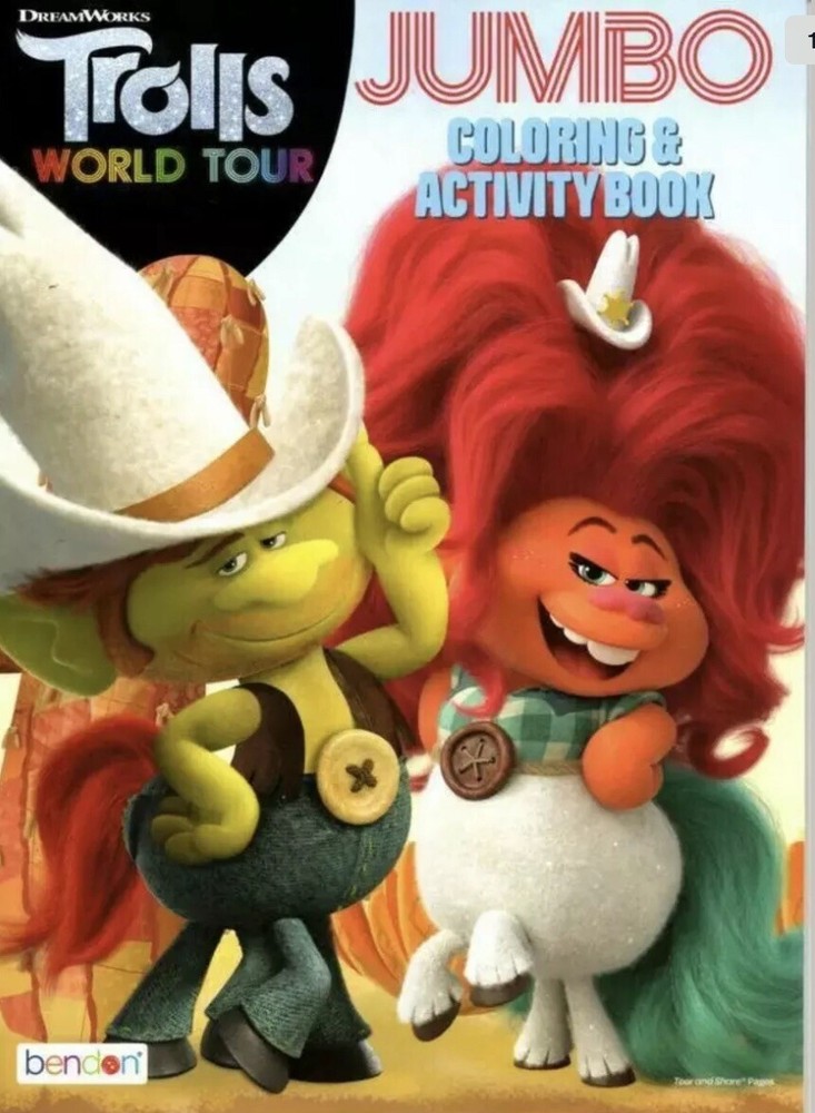 NEW~Dreamworks Trolls World Tour Jumbo Coloring & Activity Book By Bendon