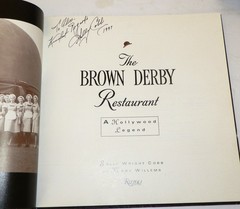 Hollywood Restaurant Cookbook BROWN DERBY Illustrated History SIGNED Sally Cobb