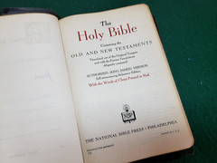 Vintage National Holy Bible Gold Seal Home Edition KJV Black Leatherbound