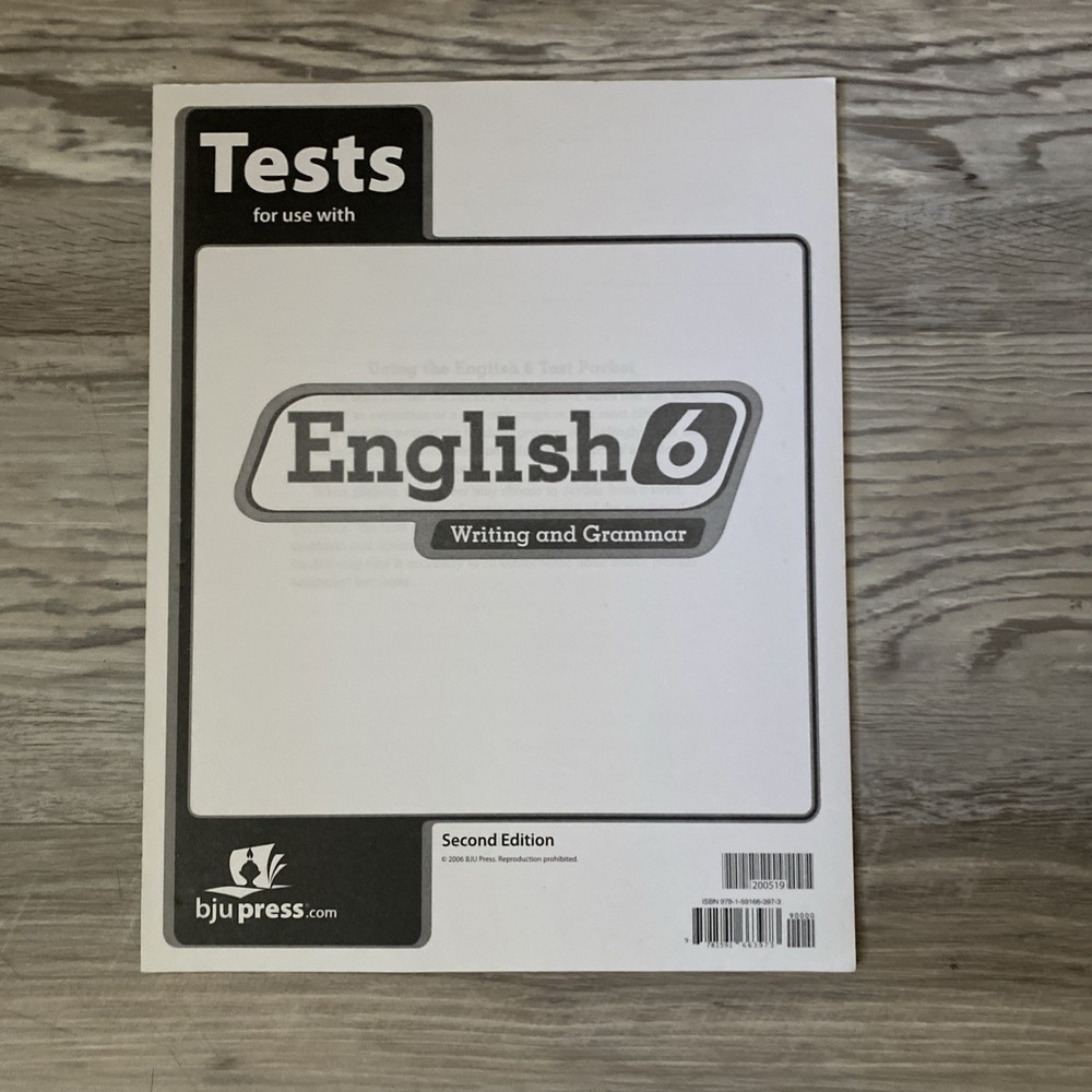Bob Jones English 6 Tests 2nd Edition, BJU Press, Brand New
