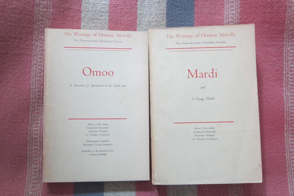 🐳 Vingage Lot (2) Writings Of Herman Melville Northwestern-Newberry~ Omoo/Mardi
