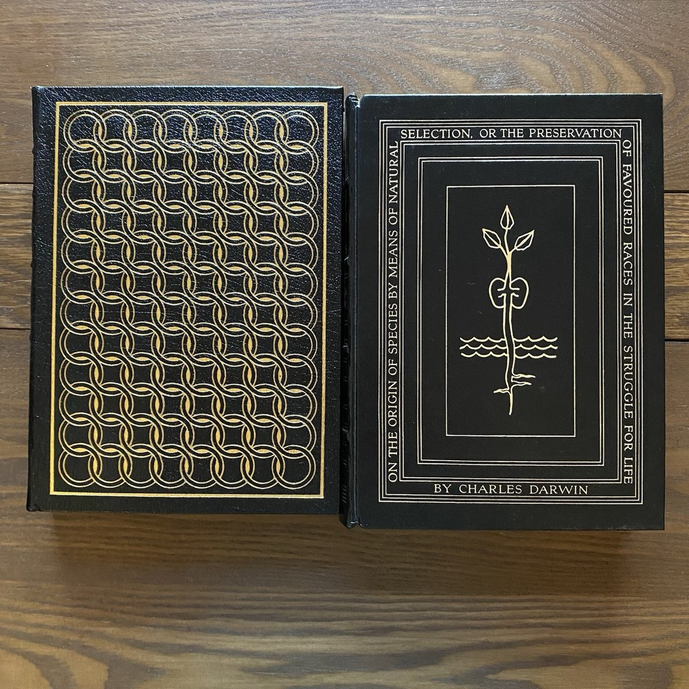 Easton Press Lot of 2 The Descent of Man & On The Origin of Species Darwin